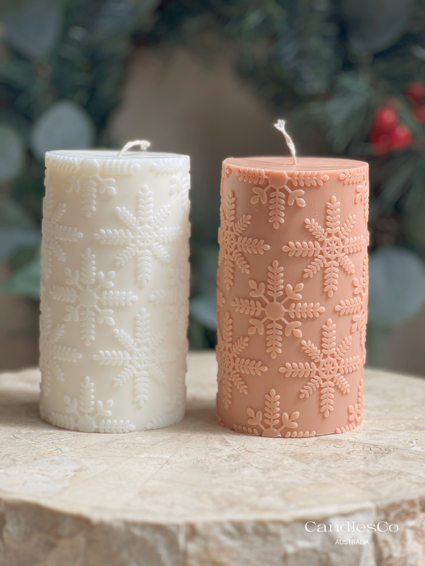 Snowflake Pillar Candle