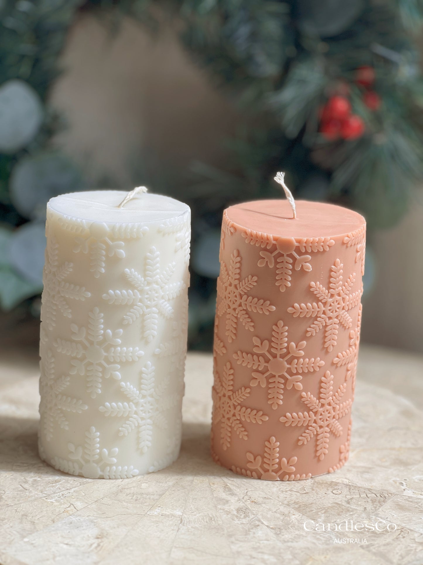 Snowflake Pillar Candle
