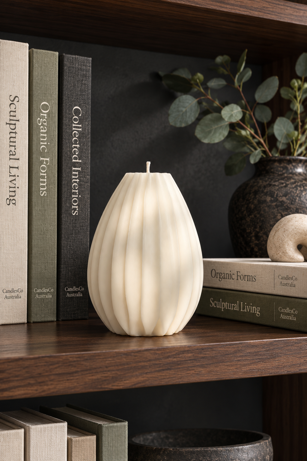 Fluted Teardrop Candle – Handmade Sculptural Soy Candle | Modern Home Décor