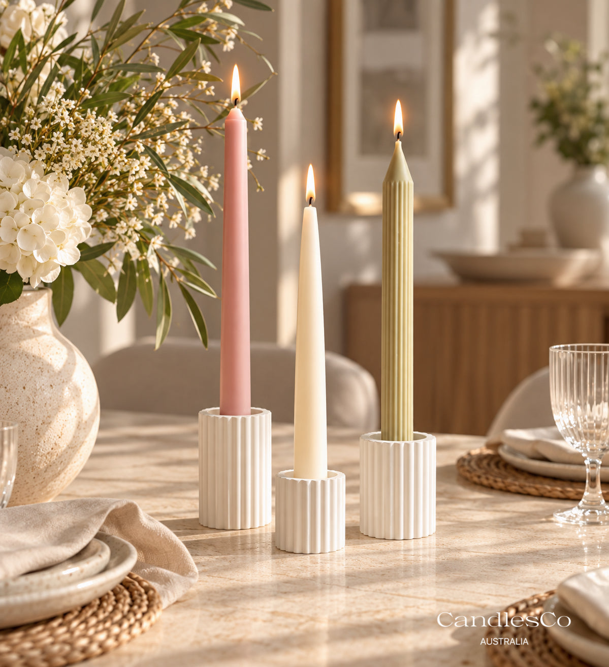 Fluted Candlestick Holder | Handmade Taper Candle Holder