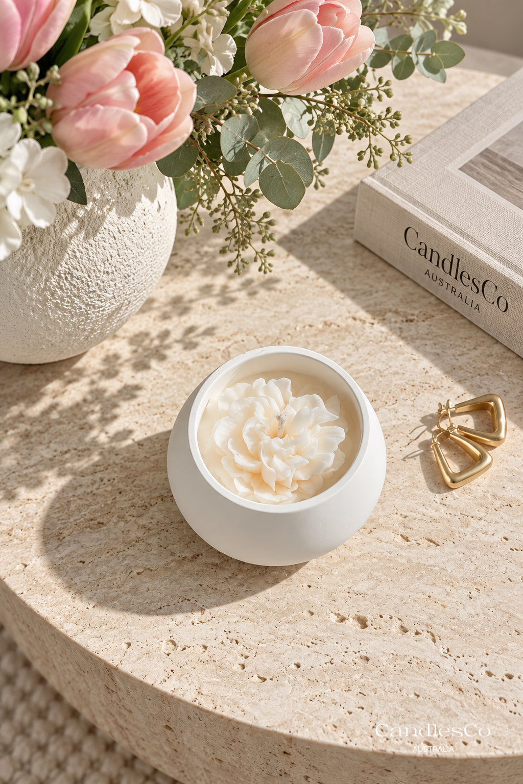 Flower Candle Bowl – Handmade Scented Soy Candle | Floral Decorative Vessel & Luxury Gift