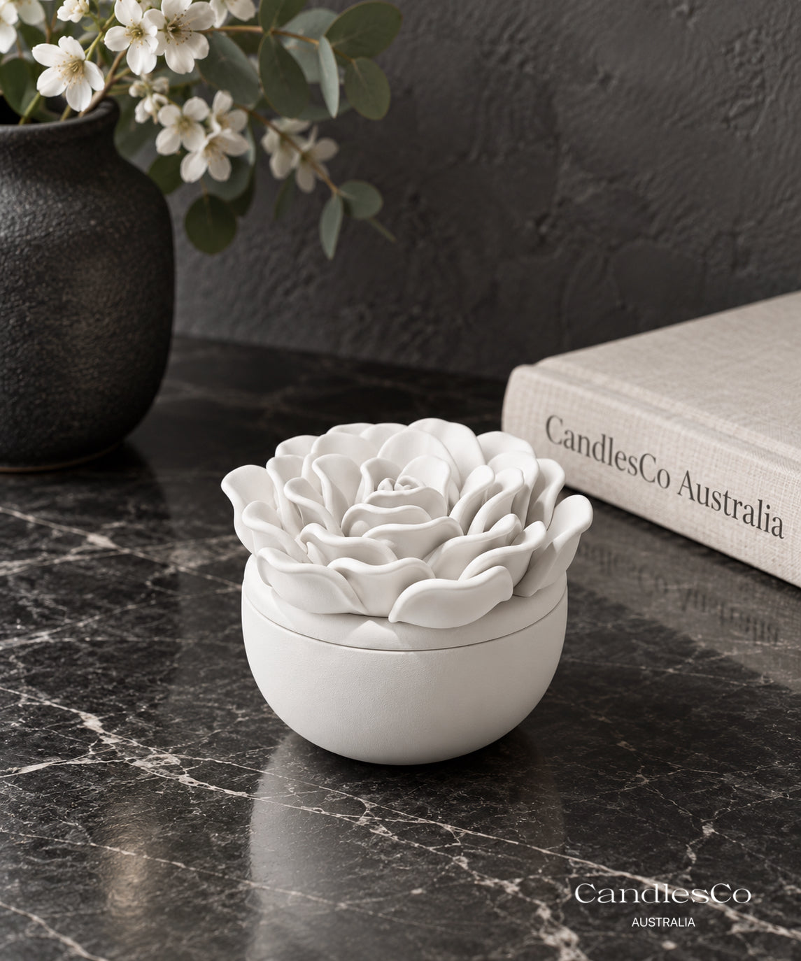 Peony Flower Candle Vessel – Handmade Scented Soy Candle | Floral Home Décor & Gift