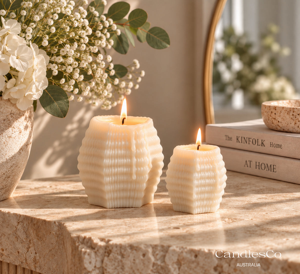 Wavy Ribbed Pillar Candle