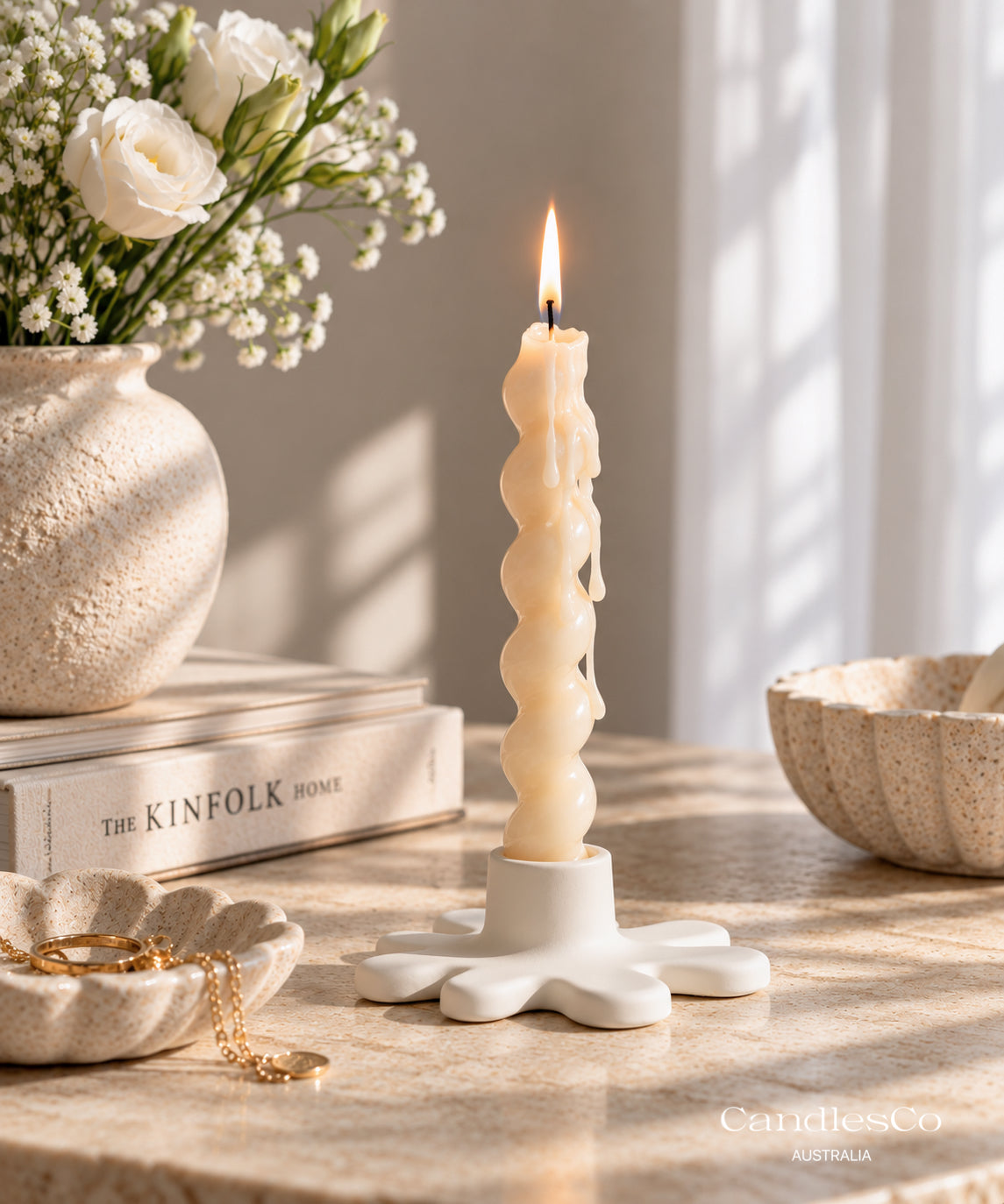 Wavy Flower Candlestick Holder | Handmade Taper Candle Holder