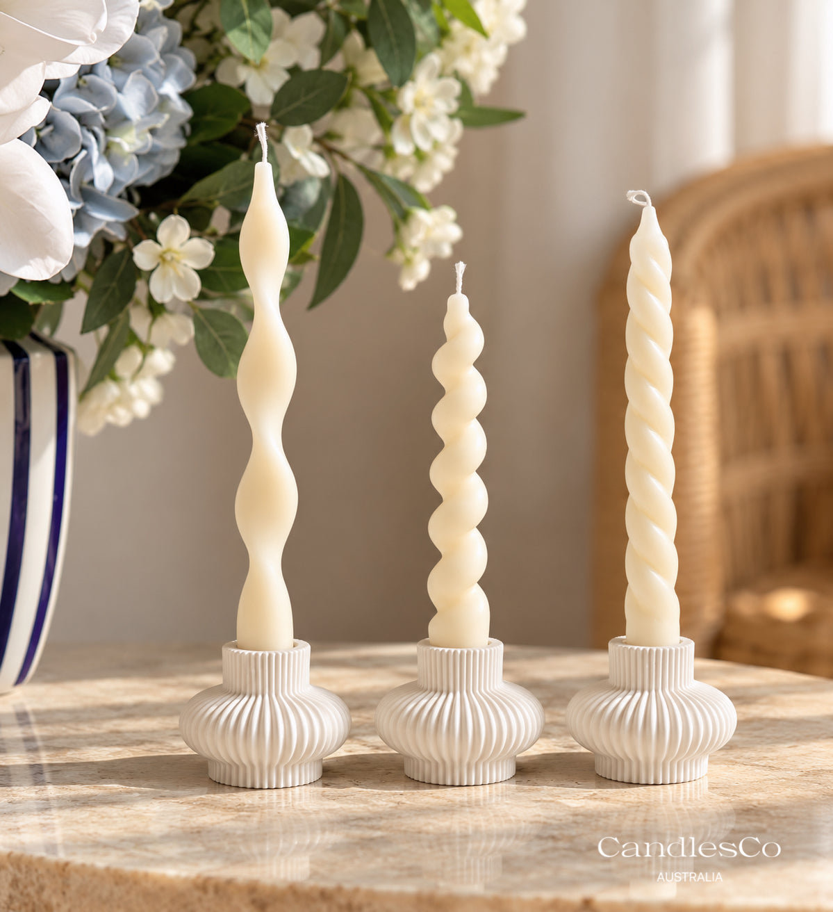 Ribbed Candlestick Holder | Handmade Taper Candle Holder