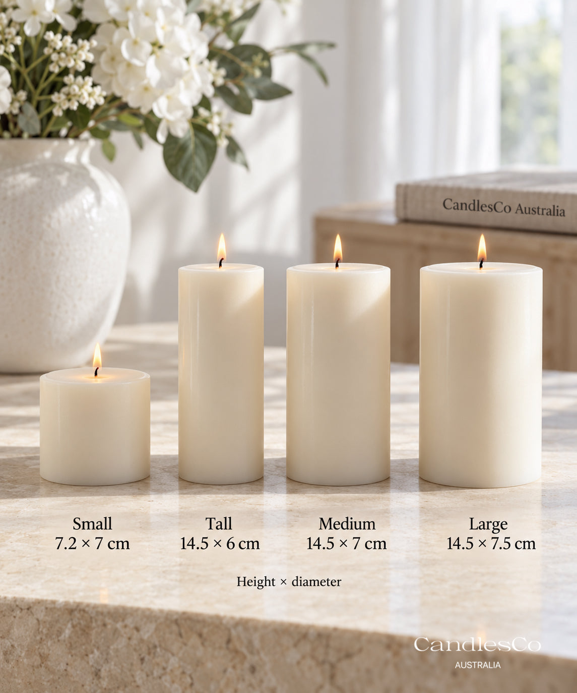 Classic Pillar Candle – Handmade Unscented Soy Candle | 4 Sizes