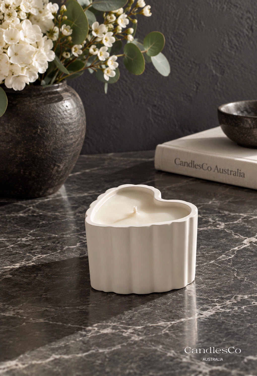 Ribbed Heart Candle Vessel – Handmade Scented Soy Candle | Romantic Home Décor & Gift