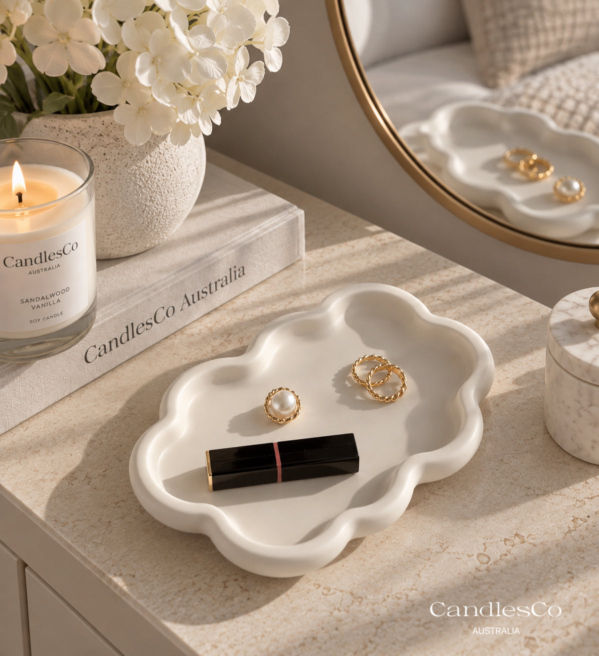 Wavy Jewellery Tray with Ring Holder | Handmade Trinket Tray