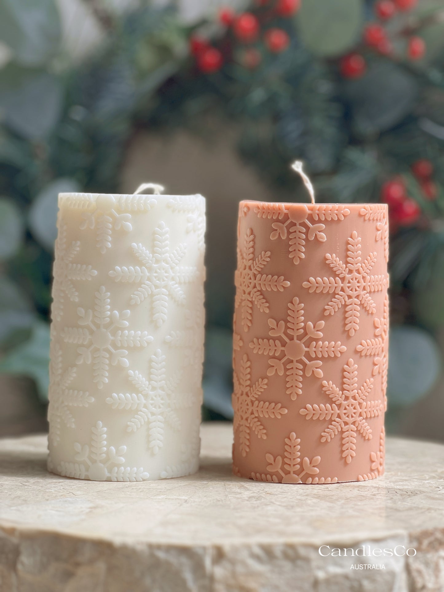 Snowflake Pillar Candle