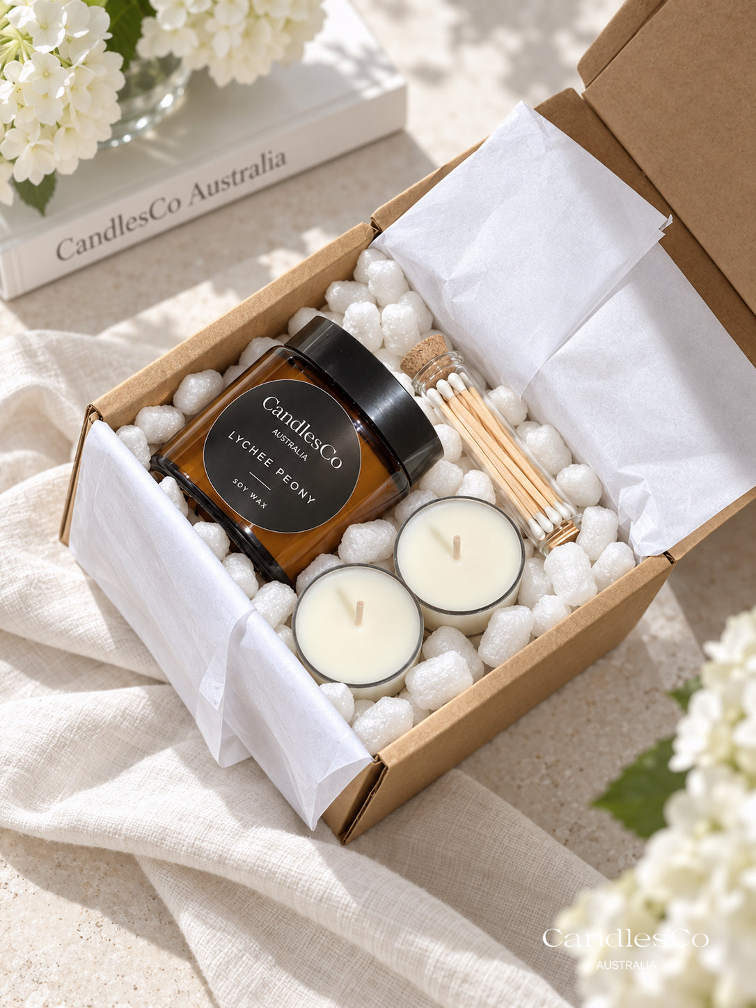 The Little Luxe Candle Gift Box – Scented Soy Candle, Tealights & Matches | Luxury Gift Set Australia