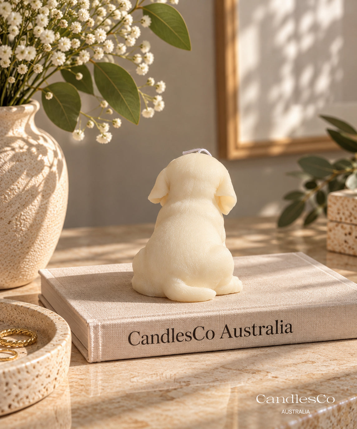 Sitting Labrador Puppy Candle – Handmade Unscented Soy Wax Dog Candle | Cute Puppy & Pet Lover Gift