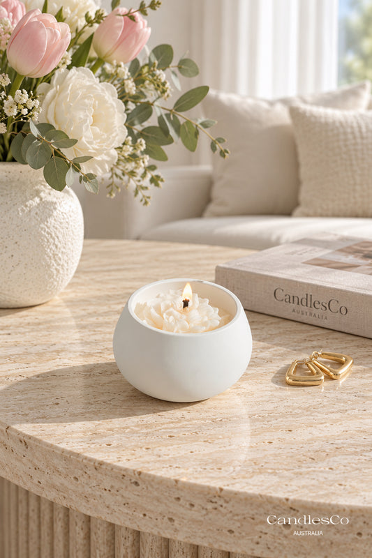 Flower Candle Bowl – Handmade Scented Soy Candle | Floral Decorative Vessel & Luxury Gift