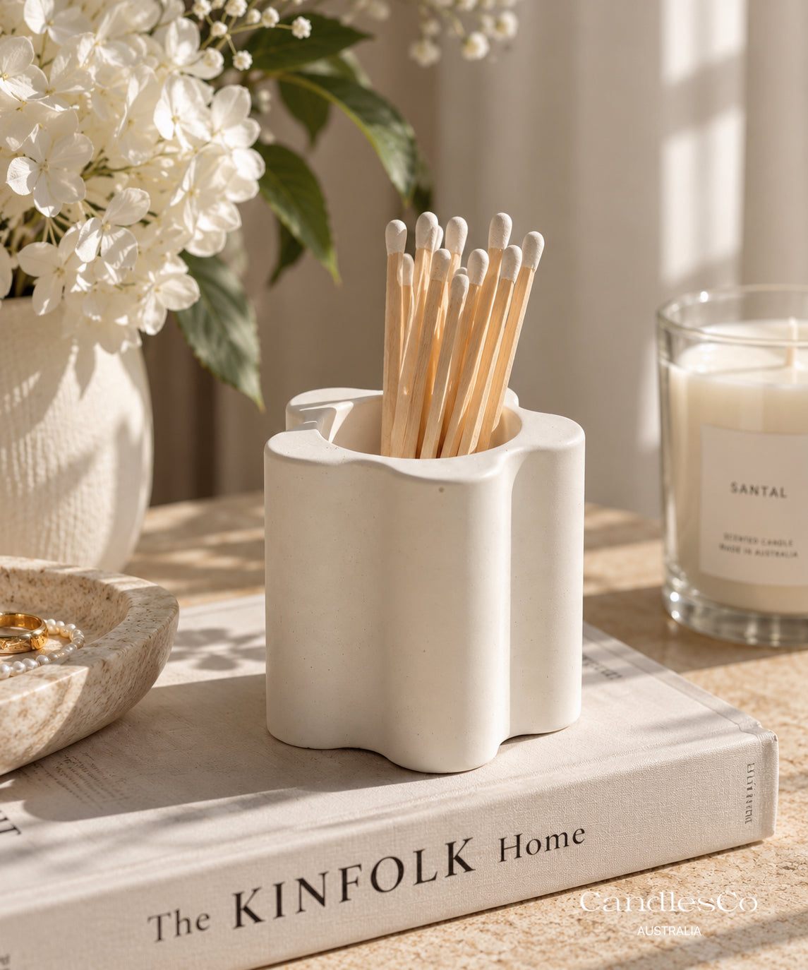 Daisy Candle Holder | Handmade Multi-Use Candle & Match Holder