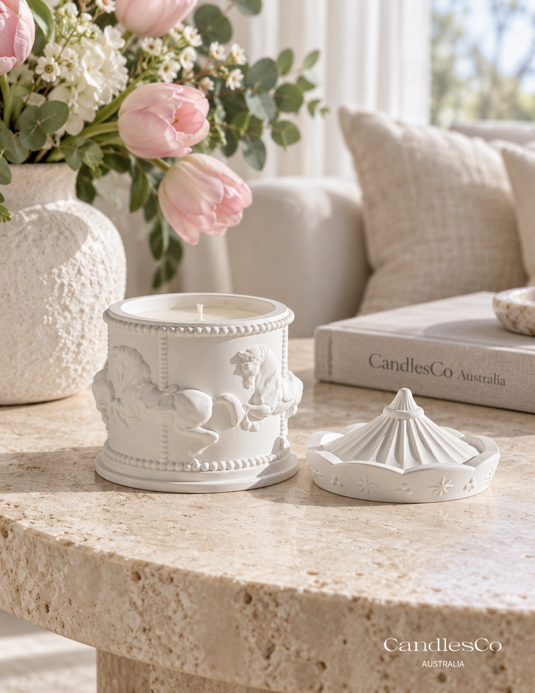 Carousel Horse Candle Vessel – Handmade Scented Soy Candle with Lid | Vintage Merry-Go-Round Home Décor
