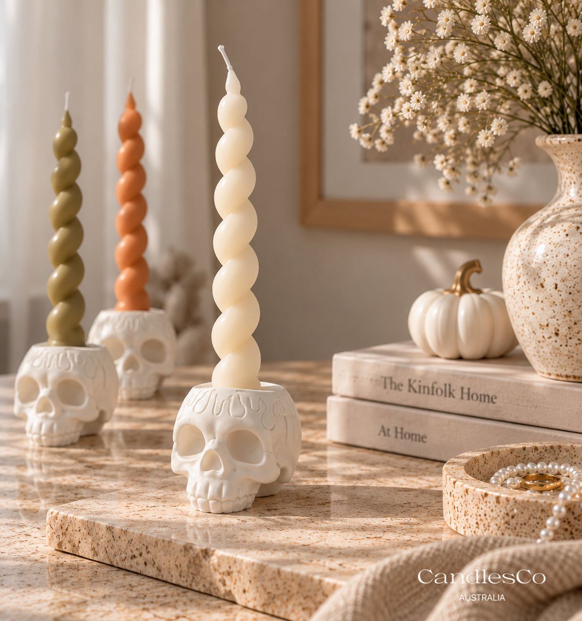 Skull Candlestick Holder | Gothic Taper Candle Holder