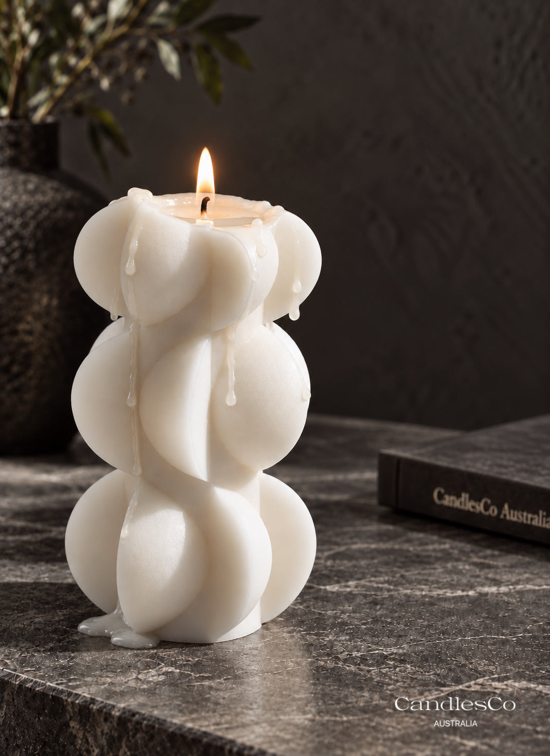 Abstract Bubble Pillar Candle – Handmade Geometric Sculptural Soy Candle