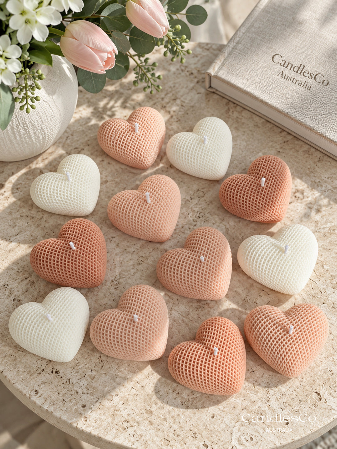 Waffle Heart Candle – Handmade Textured Heart Soy Candle | Valentine’s Day & Home Décor