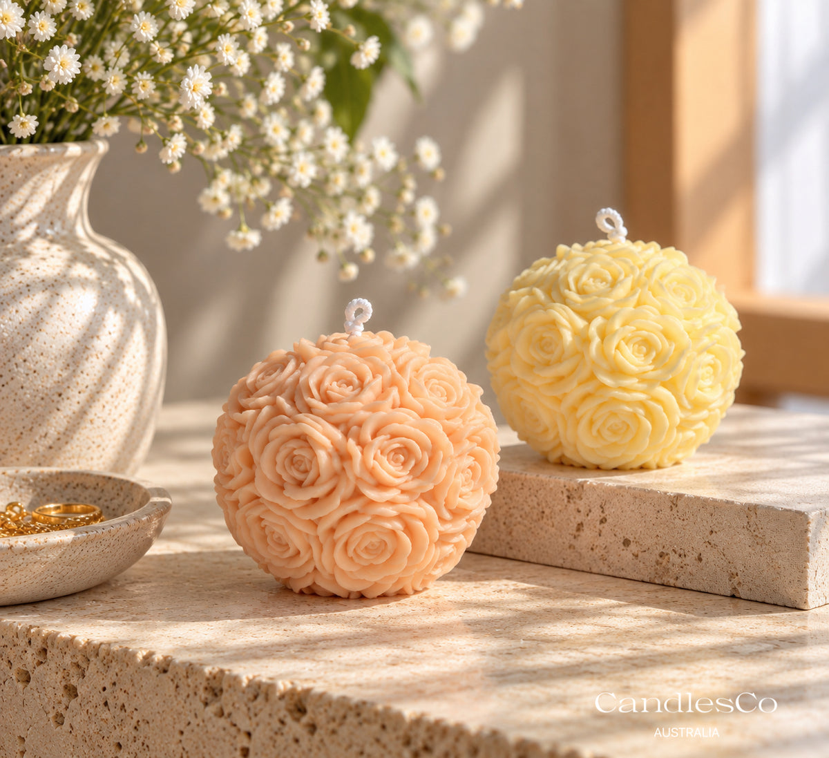 Rose Ball Sculptural Candle