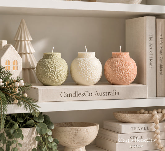 Snowflake Bauble Candle – Handmade Soy Christmas Candle