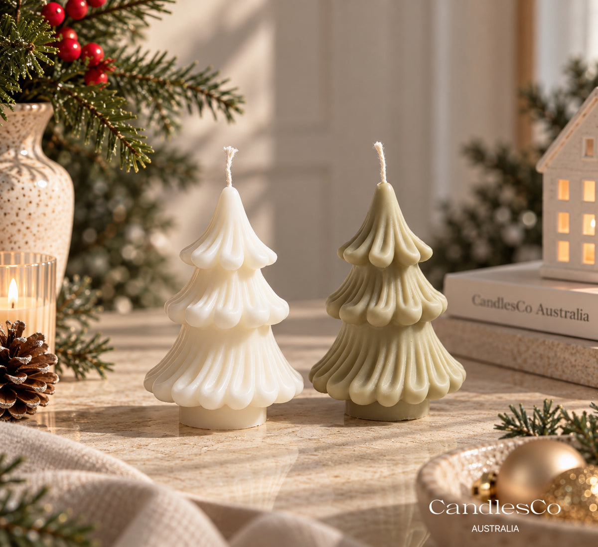 Draped Christmas Tree Candle – Handmade Soy Christmas Candle