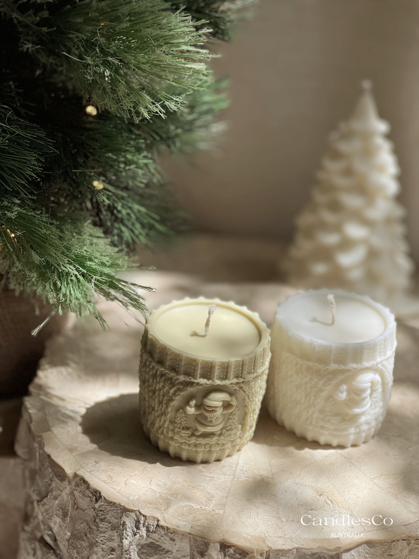 Christmas Knit Pillar Candle