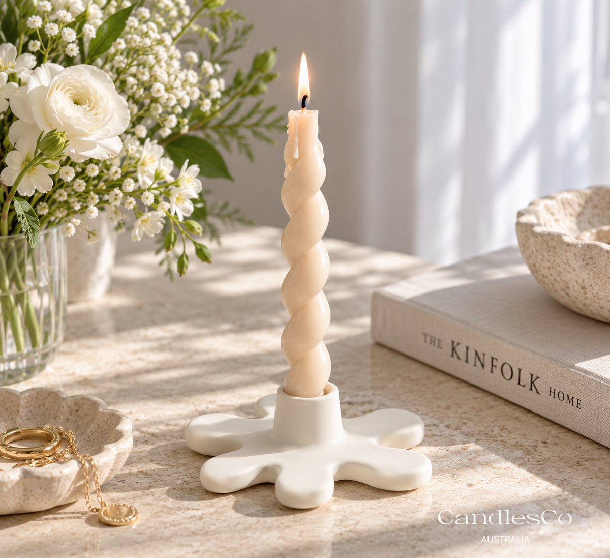 Wavy Flower Candlestick Holder | Handmade Taper Candle Holder