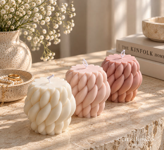 Chunky Knit Candle – Braided Soy Pillar Candle