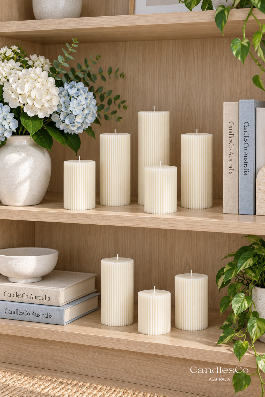 Ribbed Pillar Candle – Handmade Fluted Soy Candle | 8 Sizes