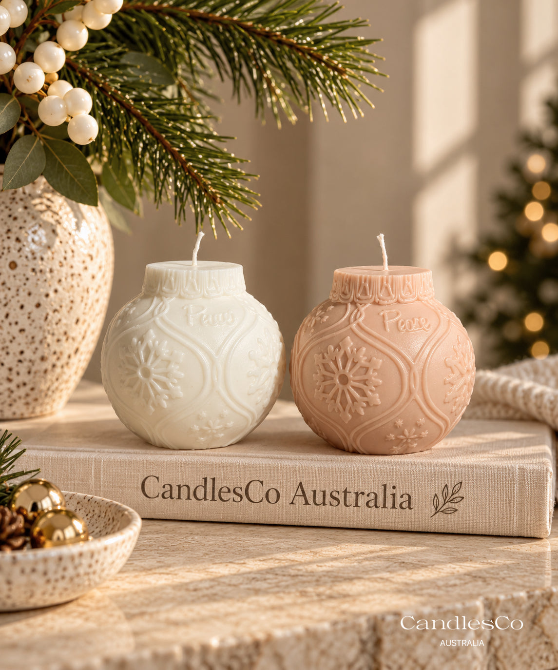 Christmas Bauble Candle – Peace & Love Soy Ornament Candle