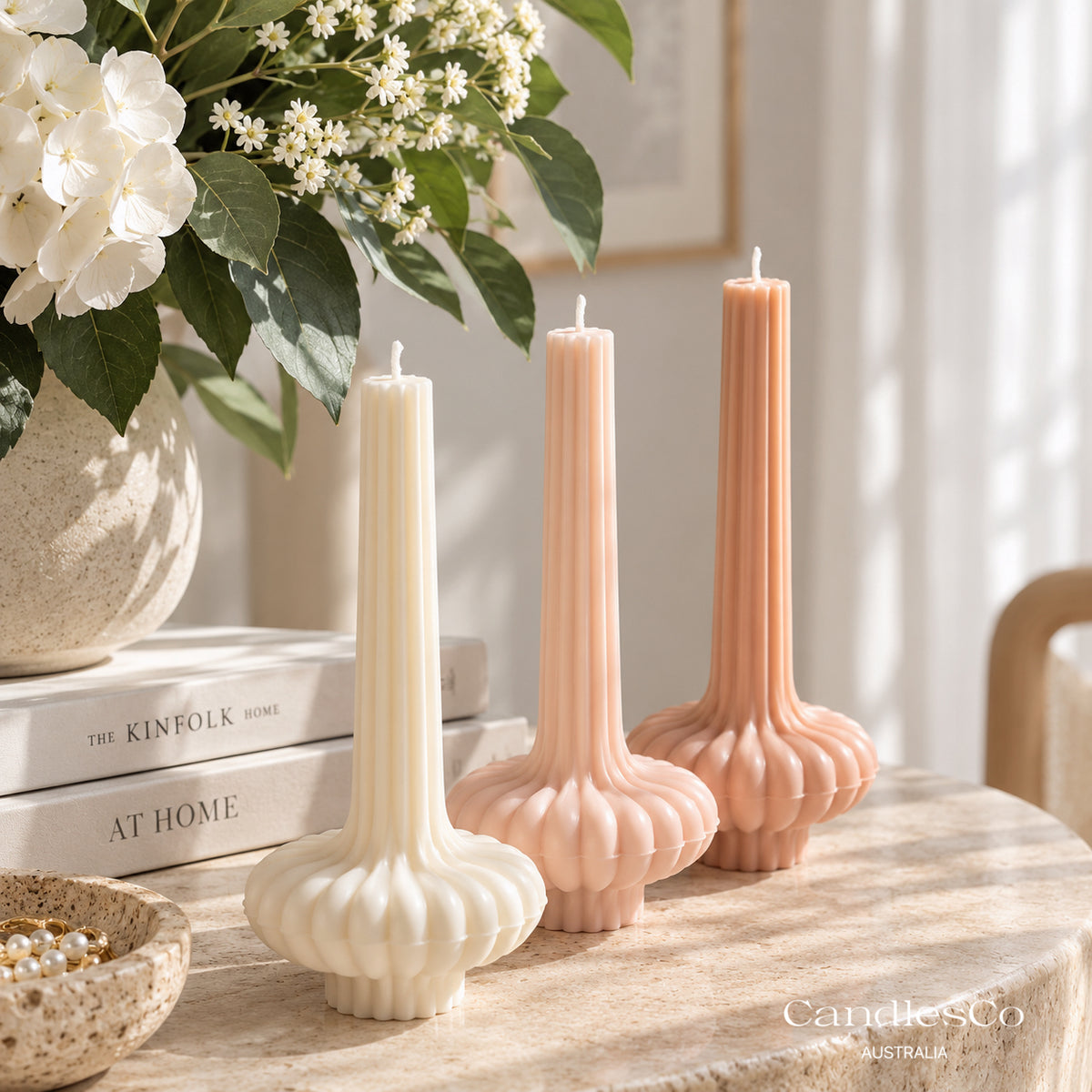 Fluted Bloom Taper Candle