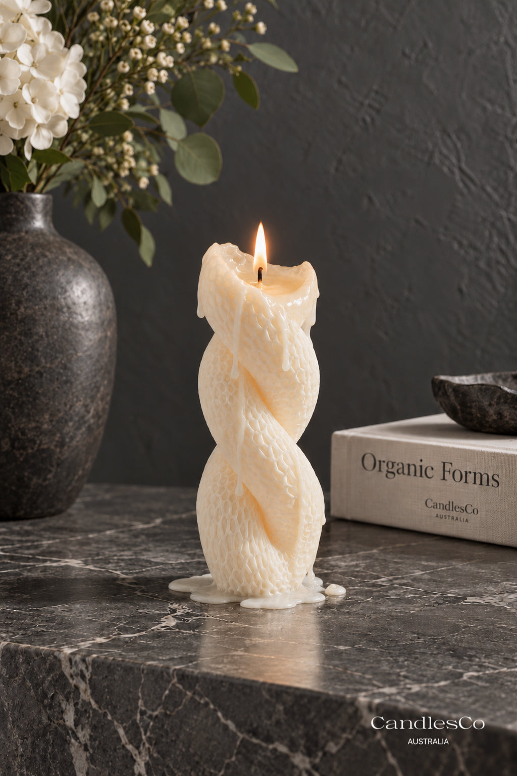 Textured Spiral Twist Candle – Handmade Sculptural Soy Candle | Modern Home Décor