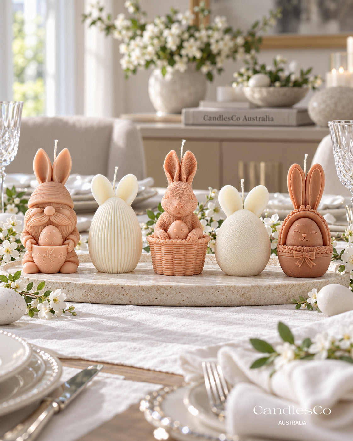 Easter Bunny Gnome with Egg Candle – Handmade Unscented Soy Wax Candle | Easter Decorations & Gifts
