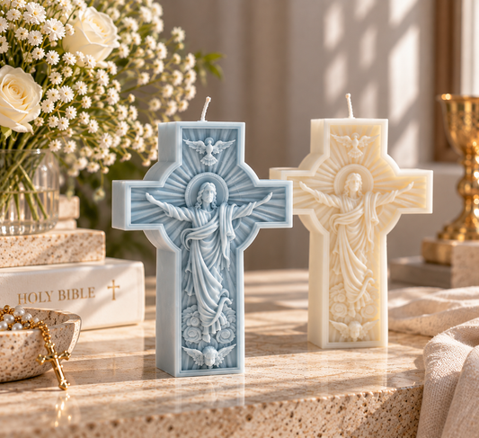 Sacred Heart Cross Candle