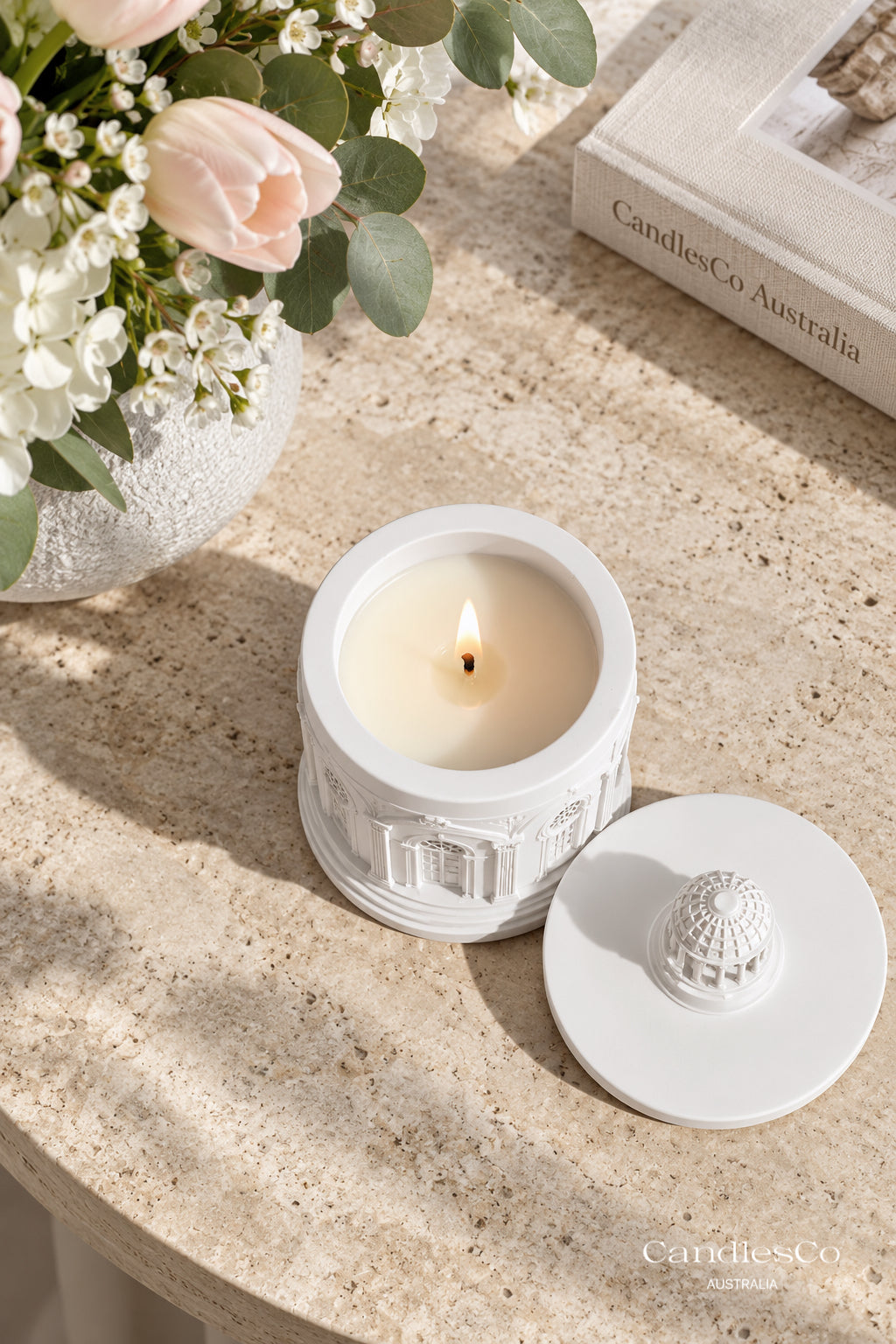 Architectural Cathedral Candle Vessel – Handmade Scented Soy Candle with Dome Lid | Luxury Home Décor
