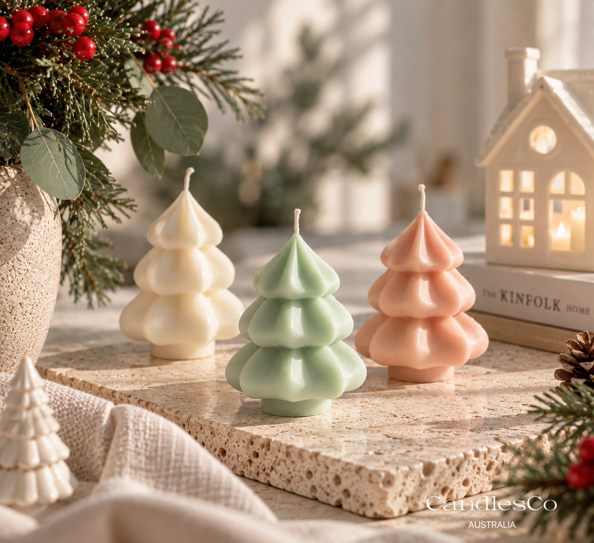 Snowy Christmas Tree Candle