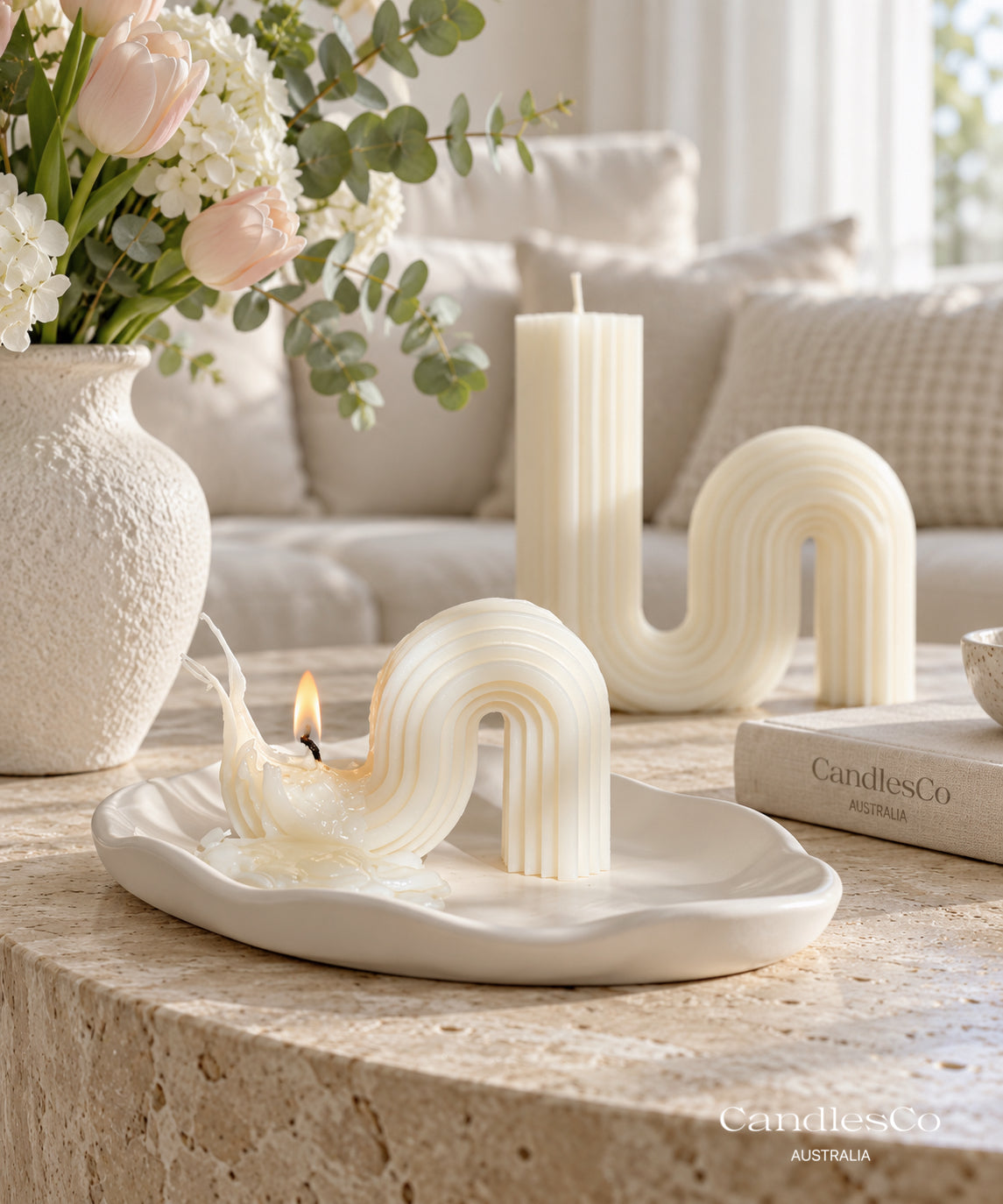 Abstract Wave Arch Candle – Handmade Sculptural Soy Candle | Modern Home Décor