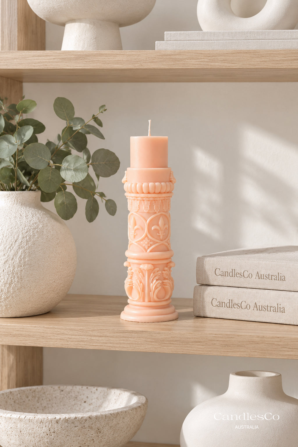 Ornate Baroque Pillar Candle – Handmade Vintage Floral Soy Candle