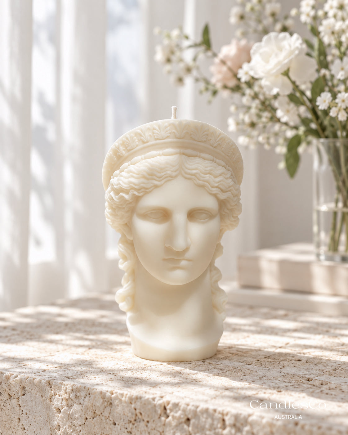 Greek Goddess Bust Candle – Sculptural Soy Wax Decor Candle