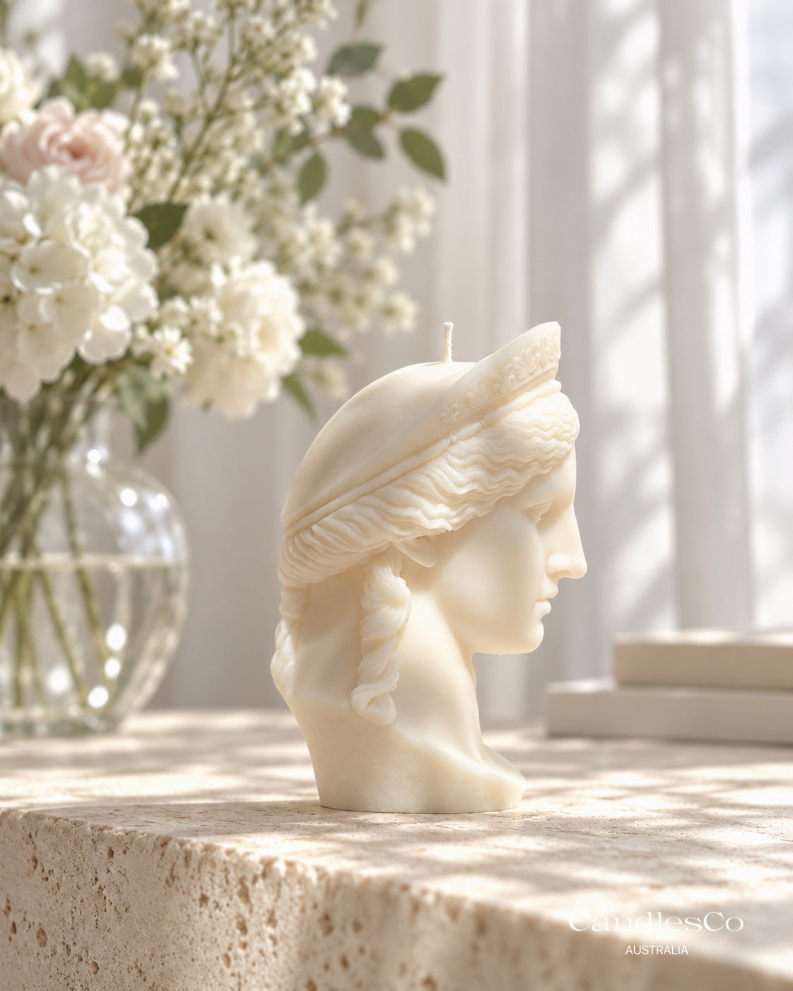 Greek Goddess Bust Candle – Sculptural Soy Wax Decor Candle