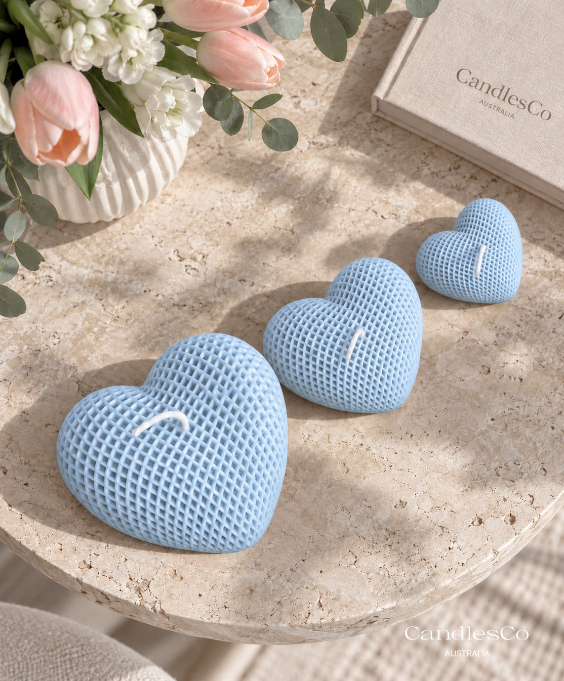 Waffle Heart Candle – Handmade Textured Heart Soy Candle | Valentine’s Day & Home Décor