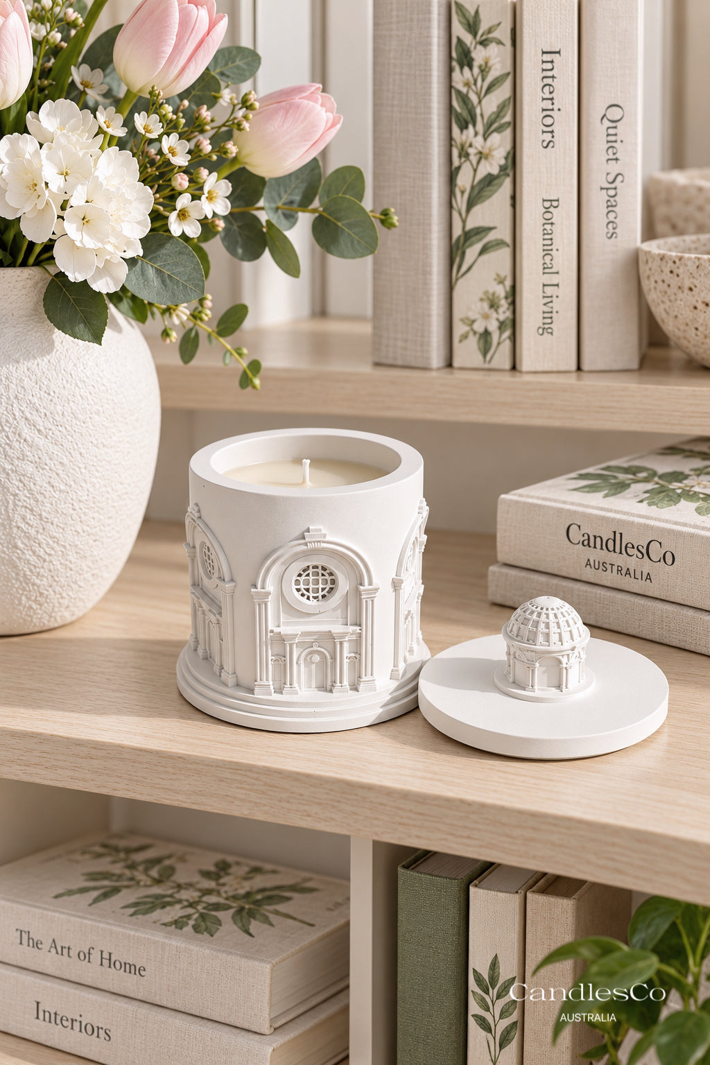 Architectural Cathedral Candle Vessel – Handmade Scented Soy Candle with Dome Lid | Luxury Home Décor