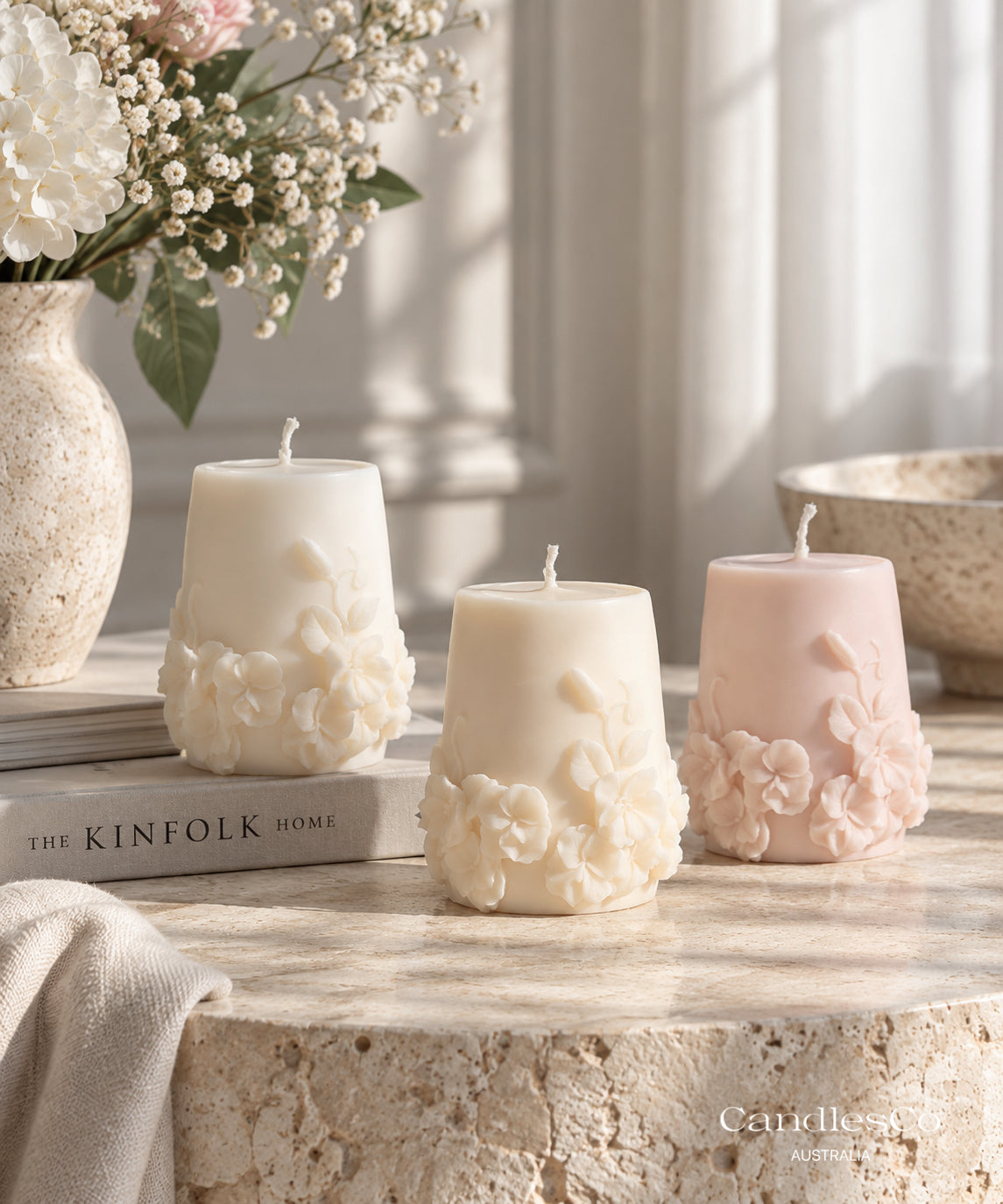 Blossom Floral Pillar Candle