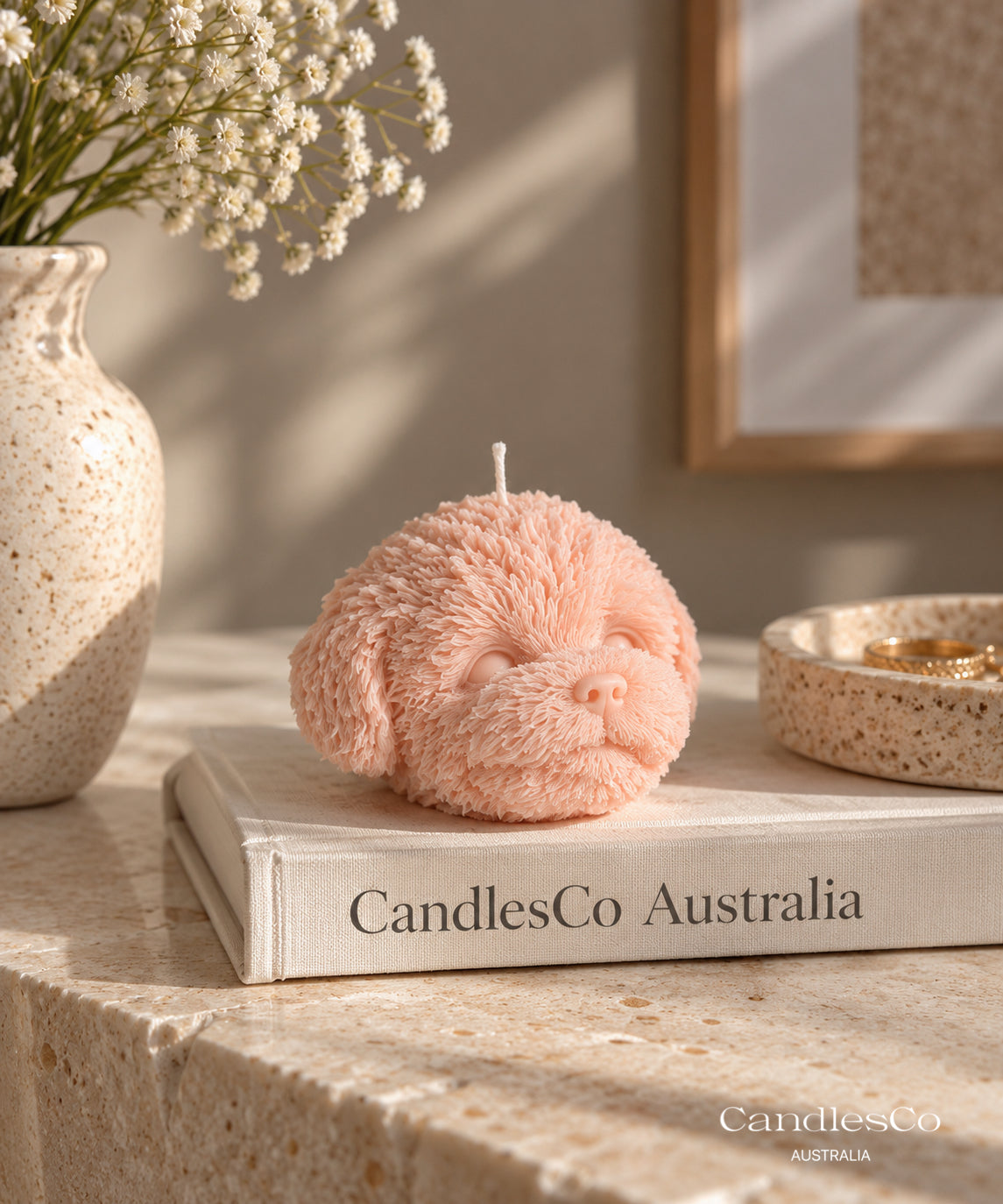 Fluffy Puppy Head Candle – Handmade Unscented Soy Wax Dog Candle | Cute Puppy Gift & Pet Lover Home Décor