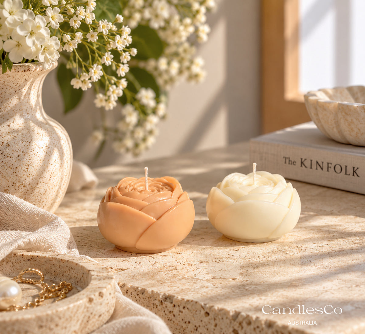 Peony Bloom Sculptural Candle