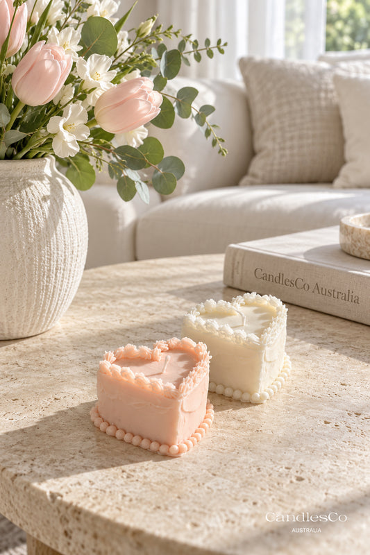 Heart Cake Candle – Handmade Vintage Birthday Cake Soy Candle | Romantic Home Décor