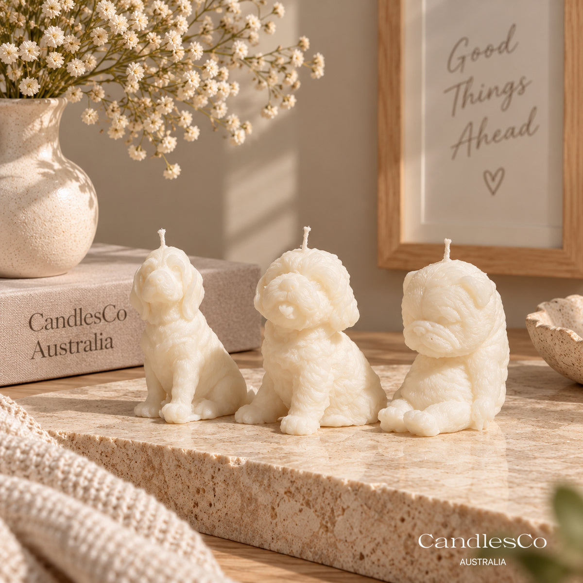 Sitting Spaniel Puppy Candle – Handmade Unscented Soy Wax Dog Candle | Cute Dog Lover Gift & Home Décor