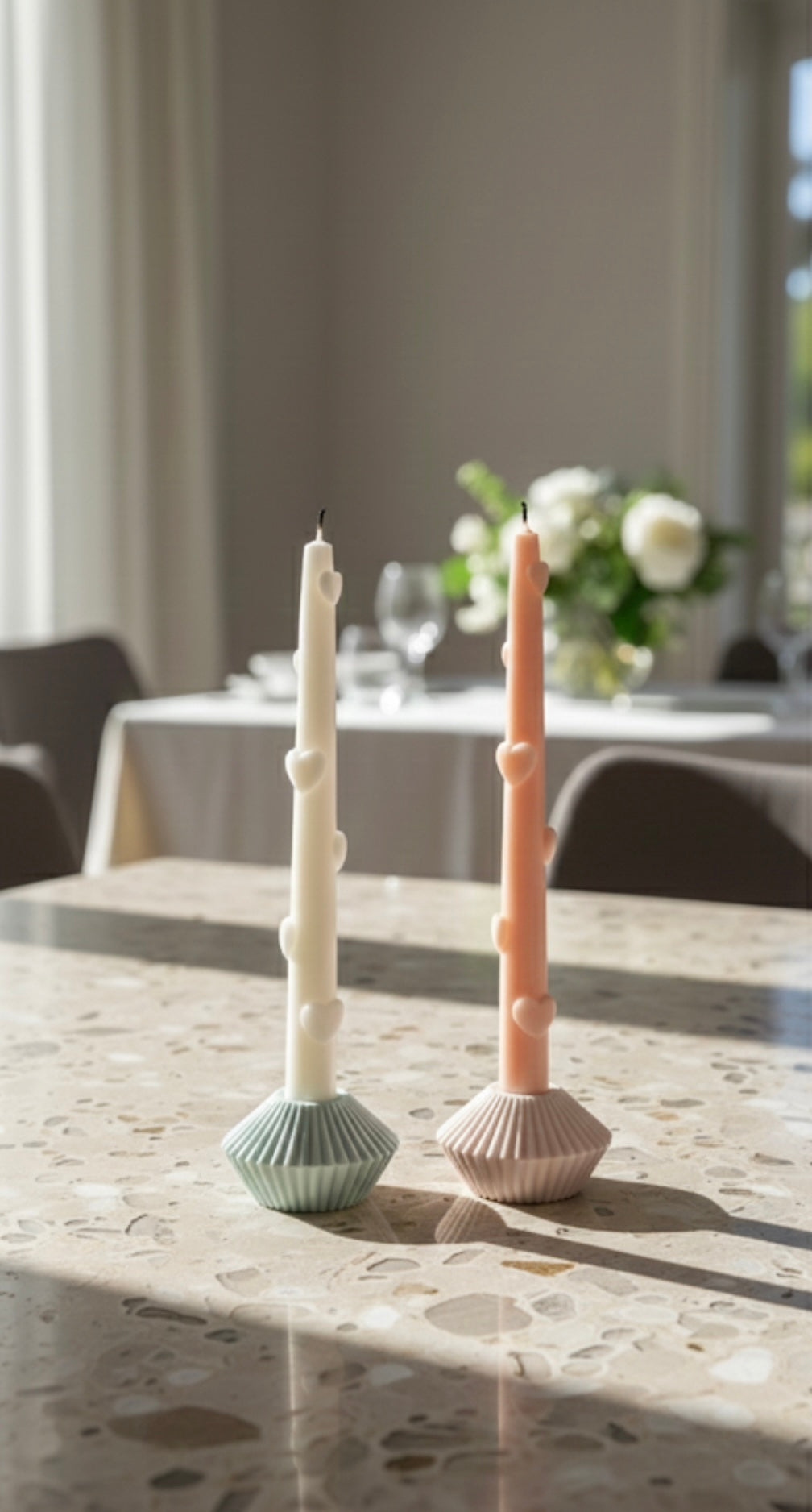 The Amour Taper | Heart-Embossed Soy Candle