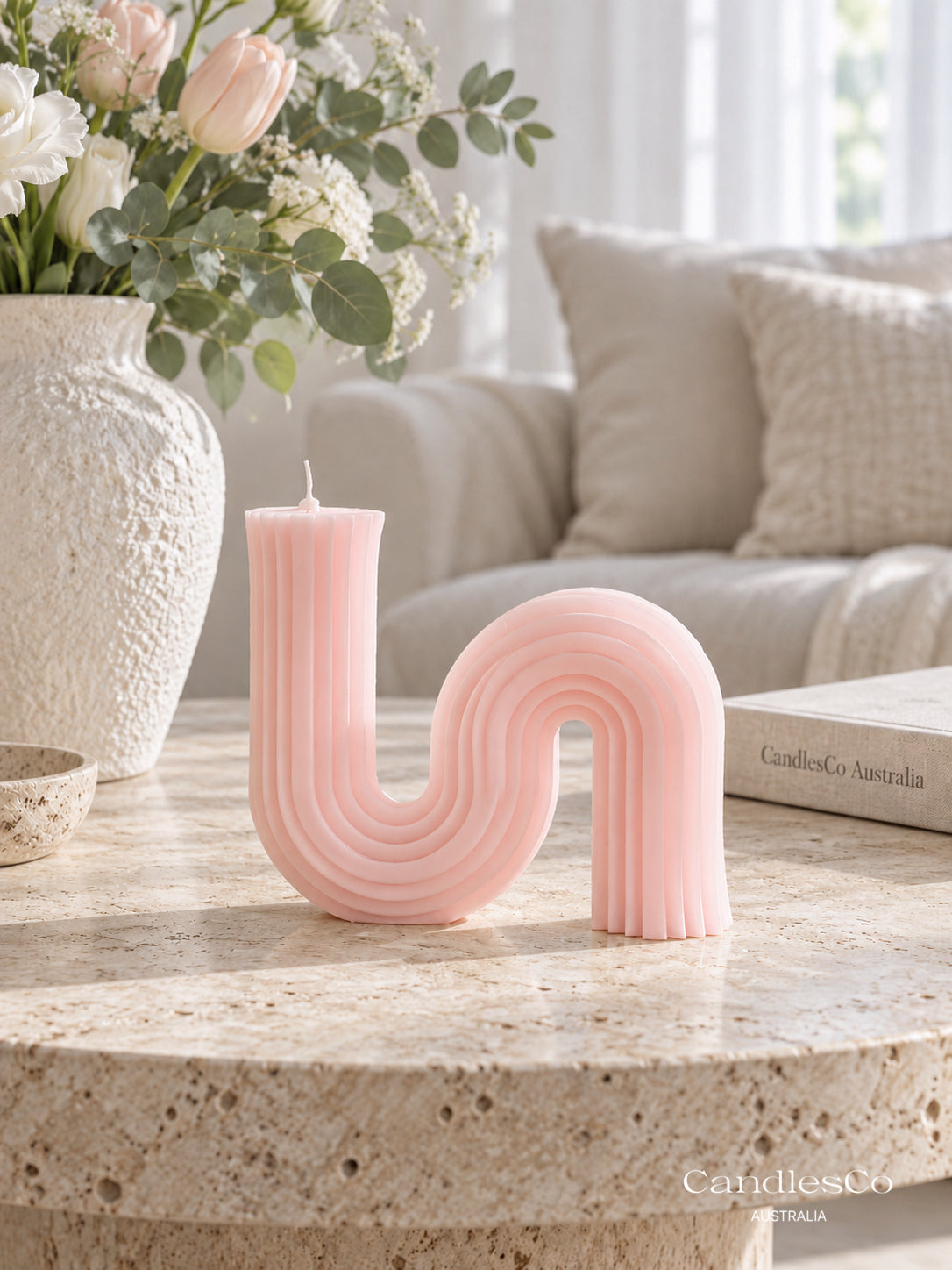 Abstract Wave Arch Candle – Handmade Sculptural Soy Candle | Modern Home Décor