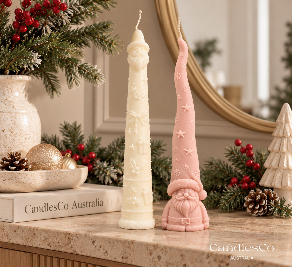 Tall Santa Claus Candle – Handmade Christmas Soy Wax Candle | Festive Holiday Décor