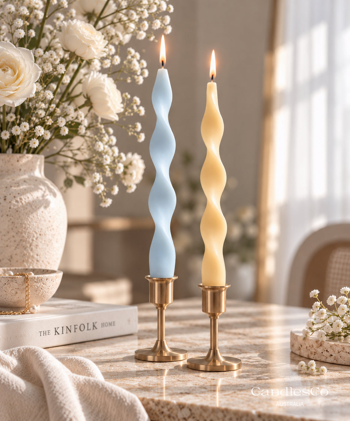Wavy Taper Candles – Handmade Soy Wax Dinner Candles